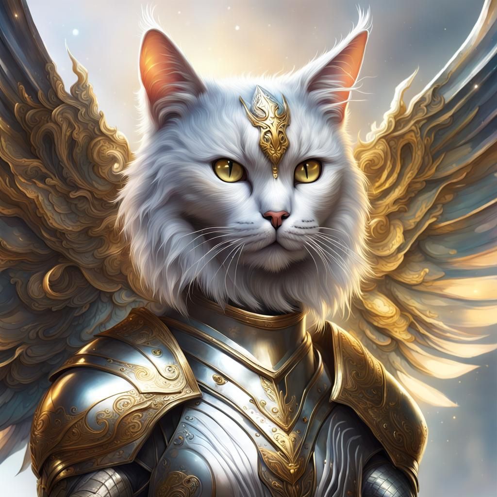 Armored Mystical Cat with Wings: Splash Art