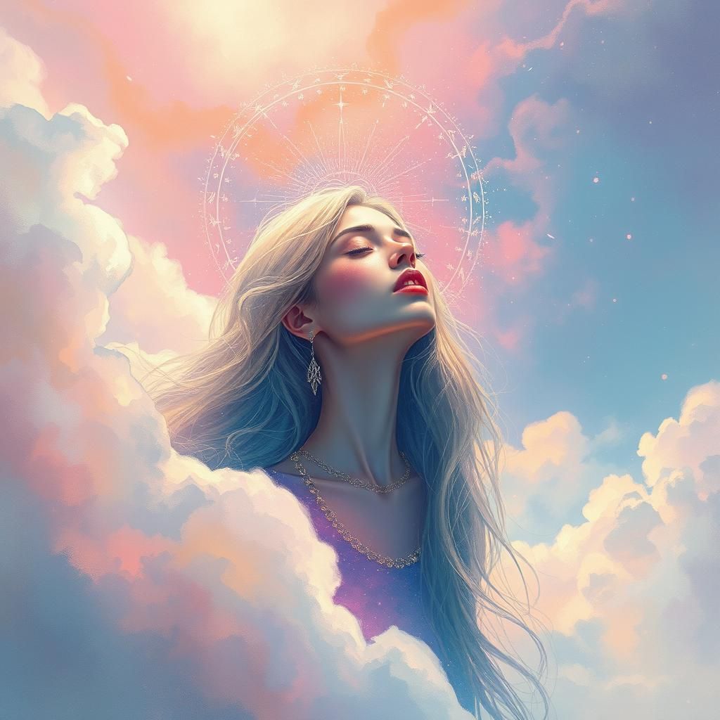 Ethereal Siren Singing in Dreamscape as Watercolor Art