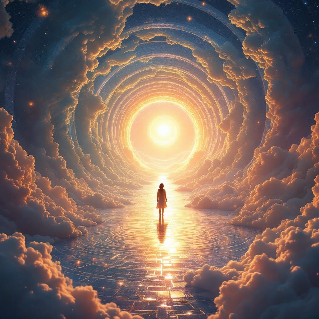 Surreal Dreamscape with Iridescent Portal and Celestial Arch...