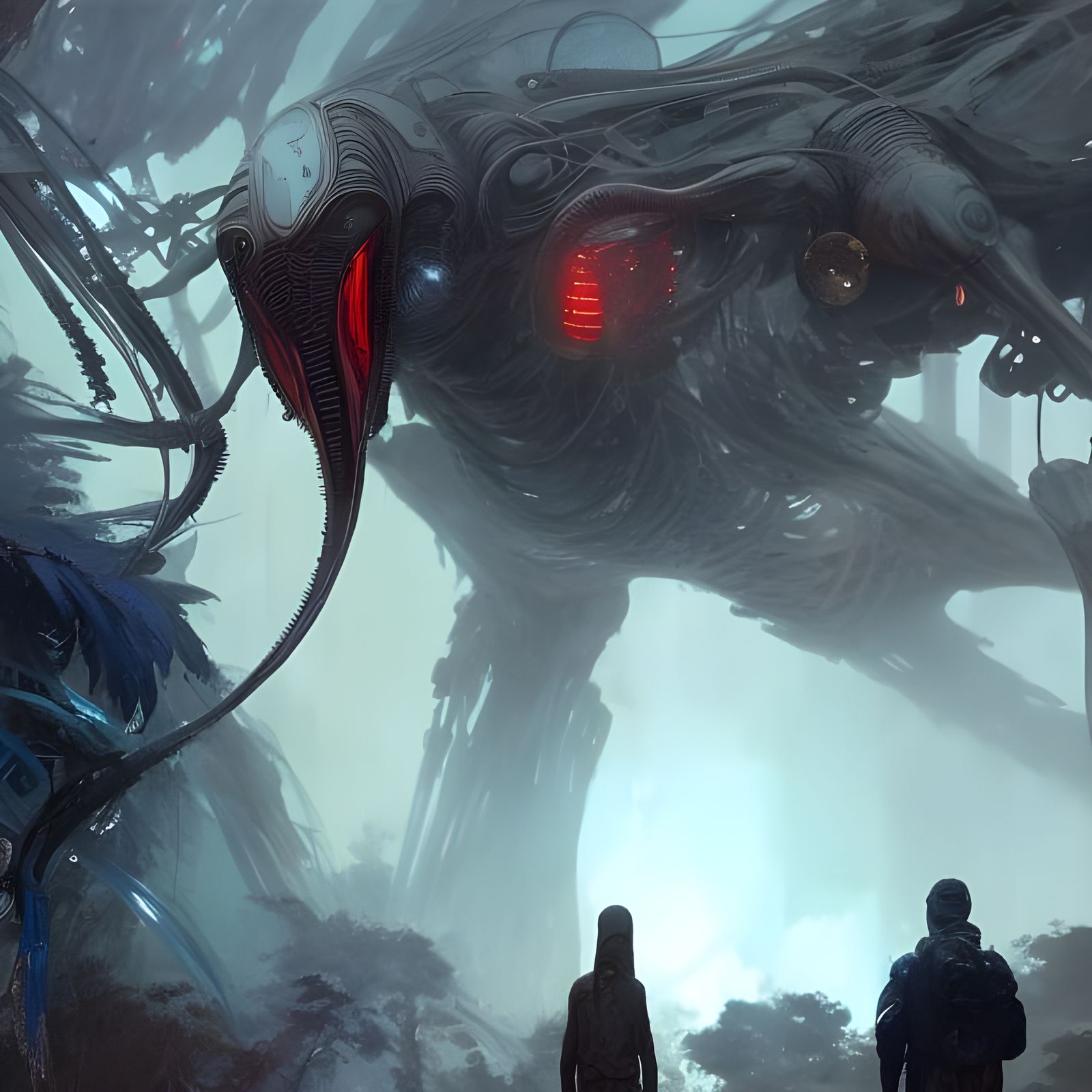 Terrifying Alien in Detailed Matte Painting