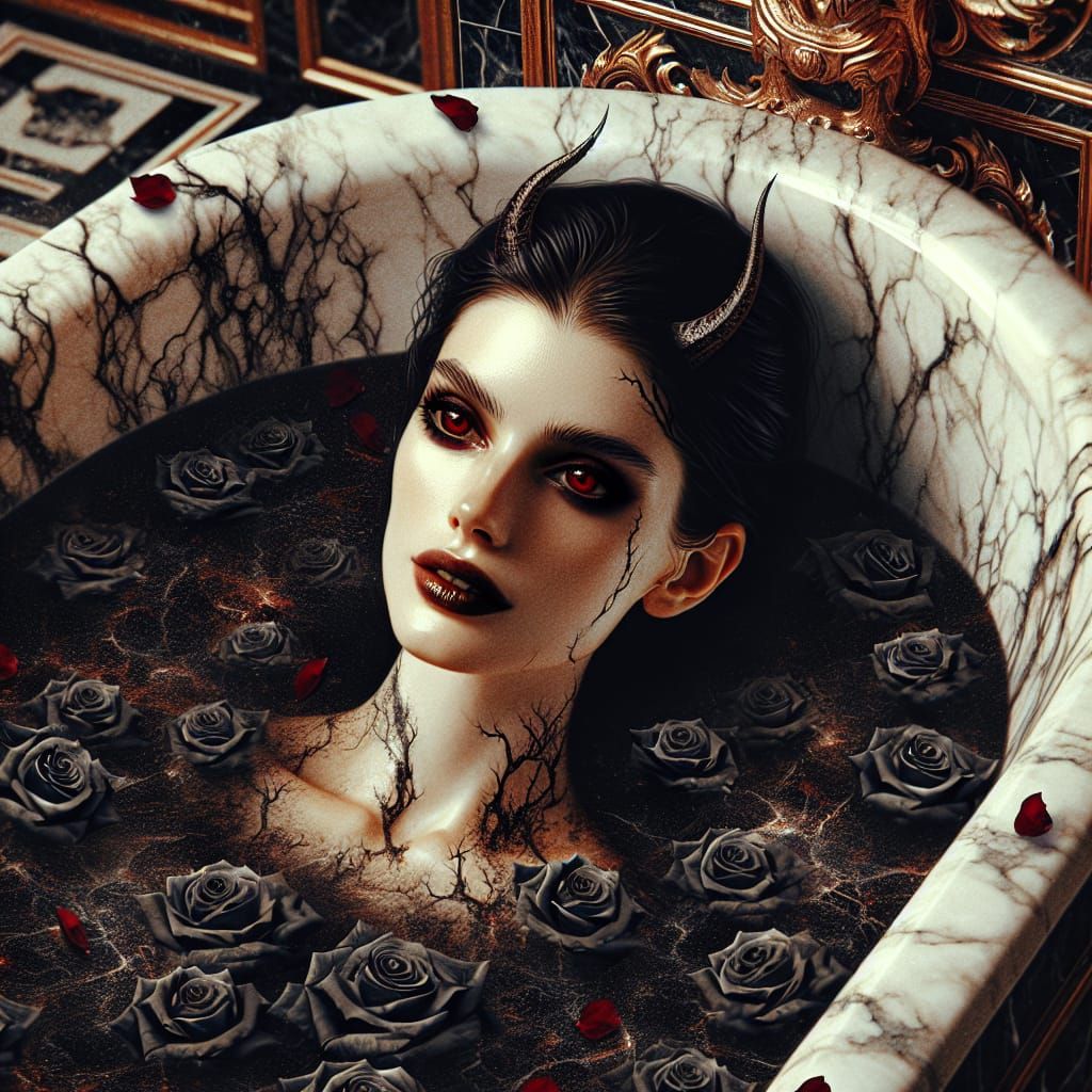 Underworld Queen Bathes in Black Roses