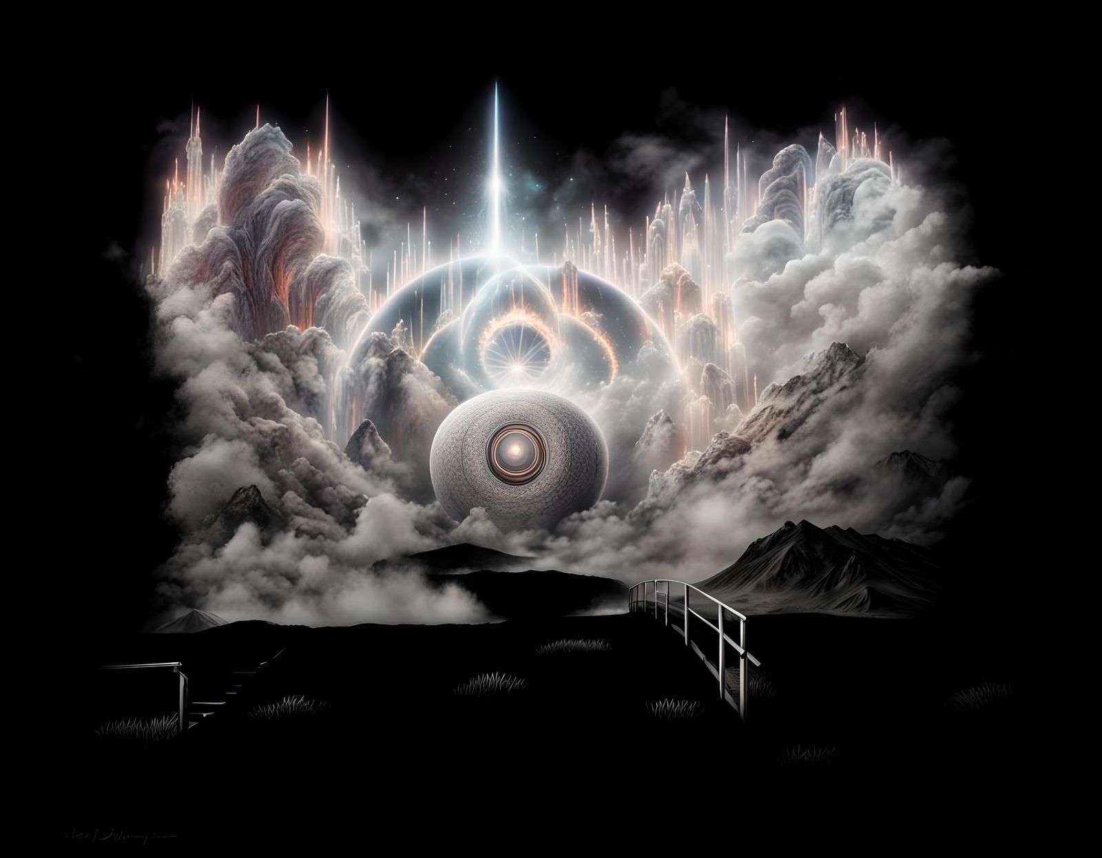 Hell Entrance: Holographic Astral Cosmic Illustration
