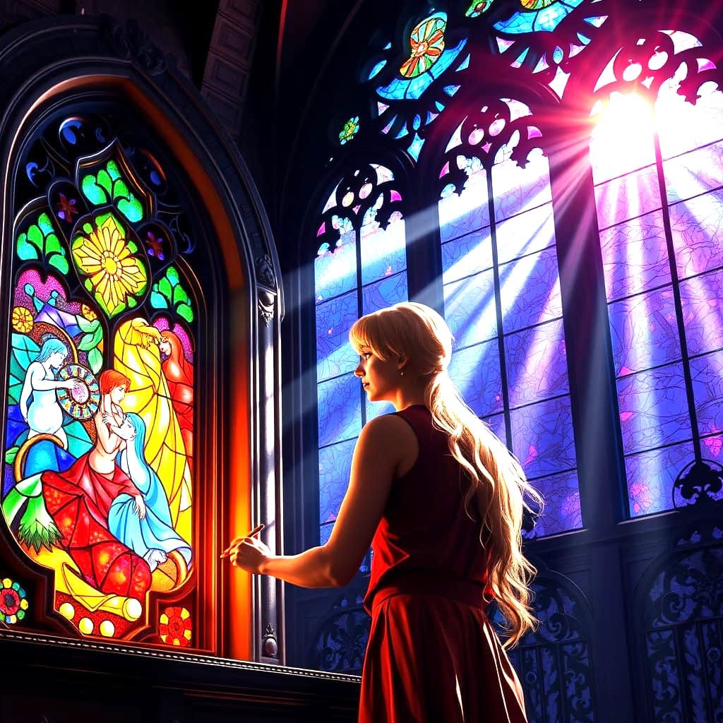 Gigantic Artist Illuminated by Vibrant Colors