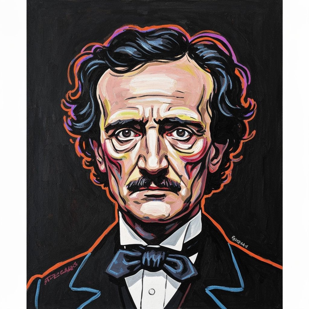 Edgar Allan Poe Portrait in Neo-Expressionist Style