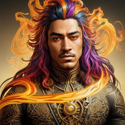 Fiery Maori Man: A Surrealist Portrait