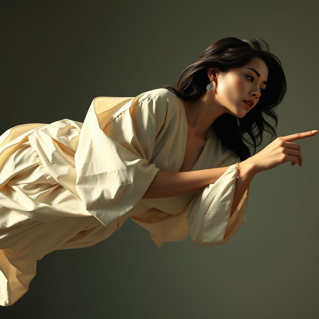 Ethereal Siren Suspended in Dreamy, Golden Light