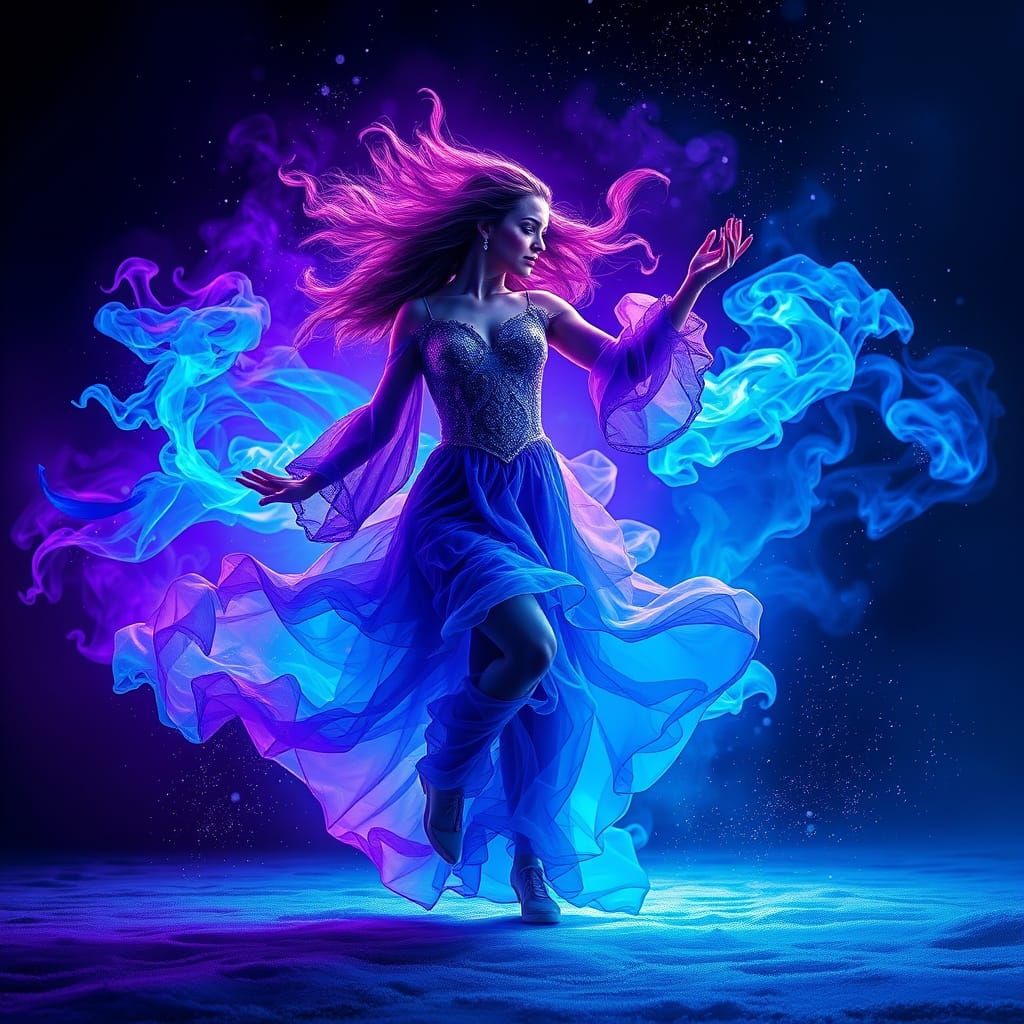 Cosmic Woman in Vibrant Flames