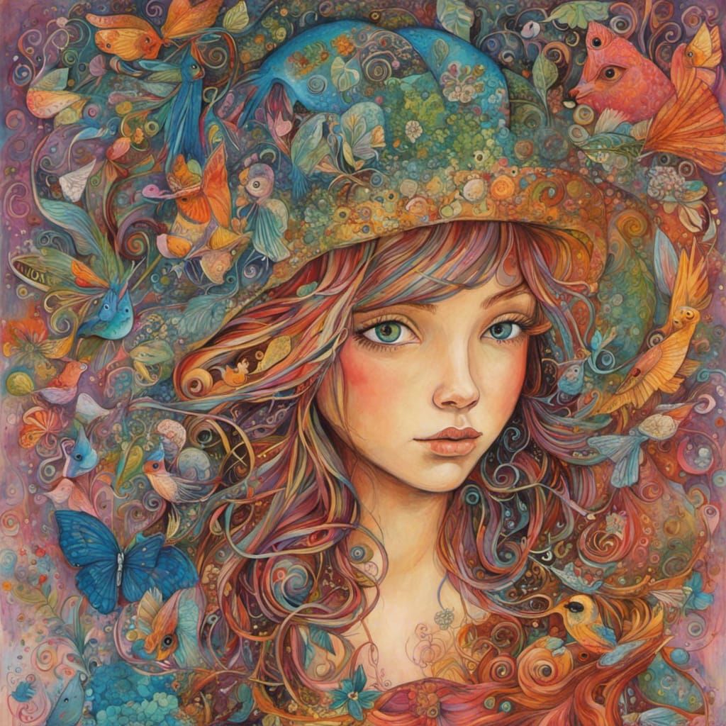 Vibrant Friendship Storybook Illustration, Art Brut Style