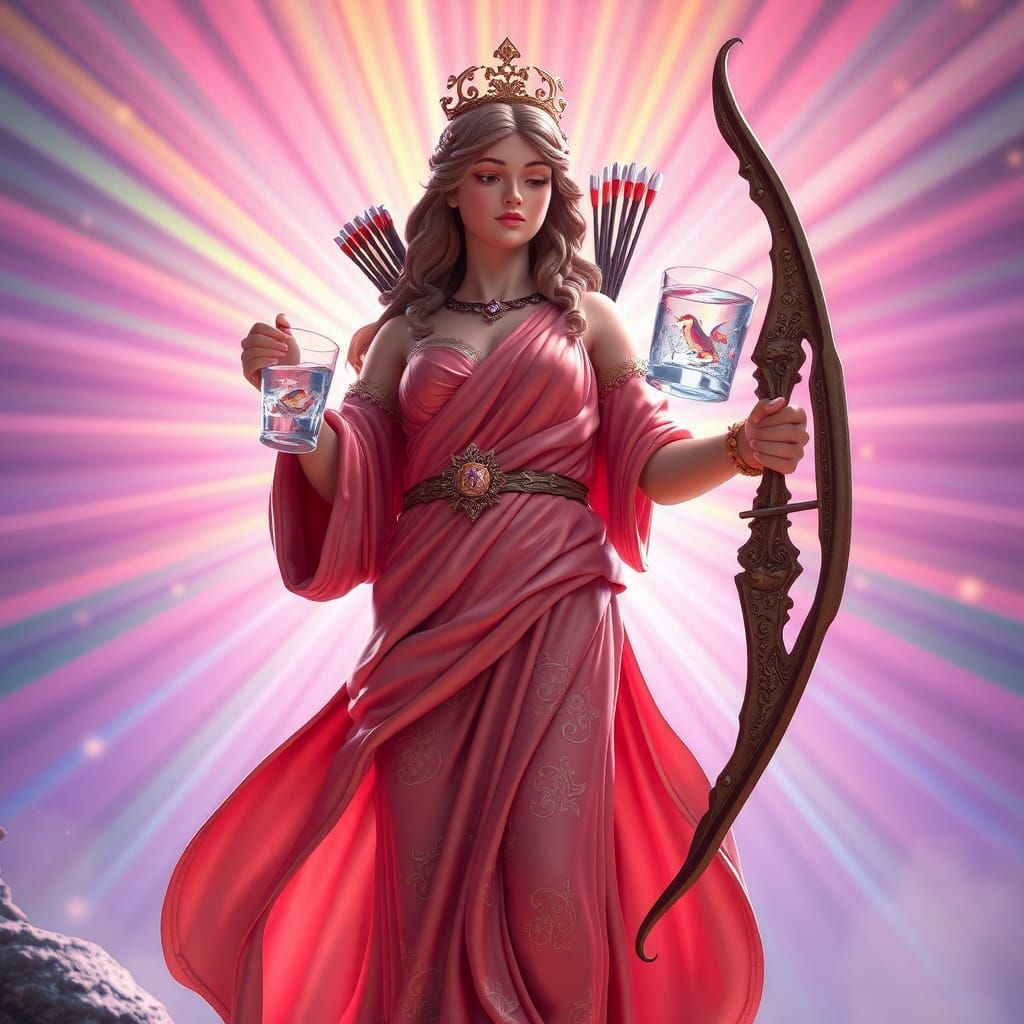 Harmonious Temperance Figure with Archery Bow