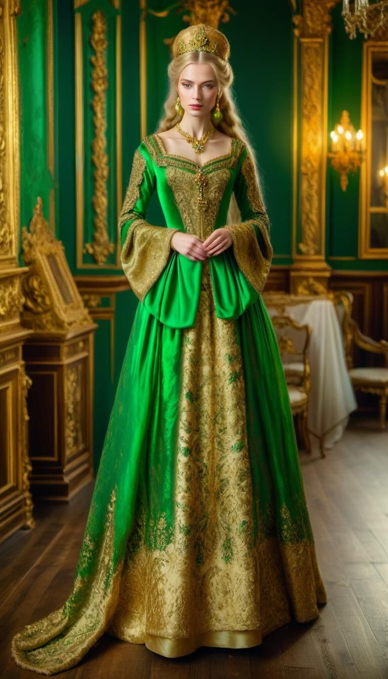 Young Tsarina in Pre-Petrine Fashion with Golden Kokoshnik