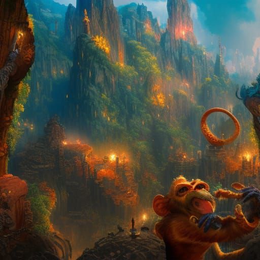Fantastical Monkeys in Detailed Matte Painting