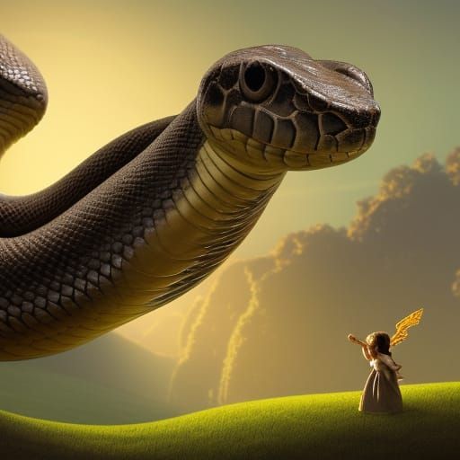 Friendly Humanoid Snake on a Farm