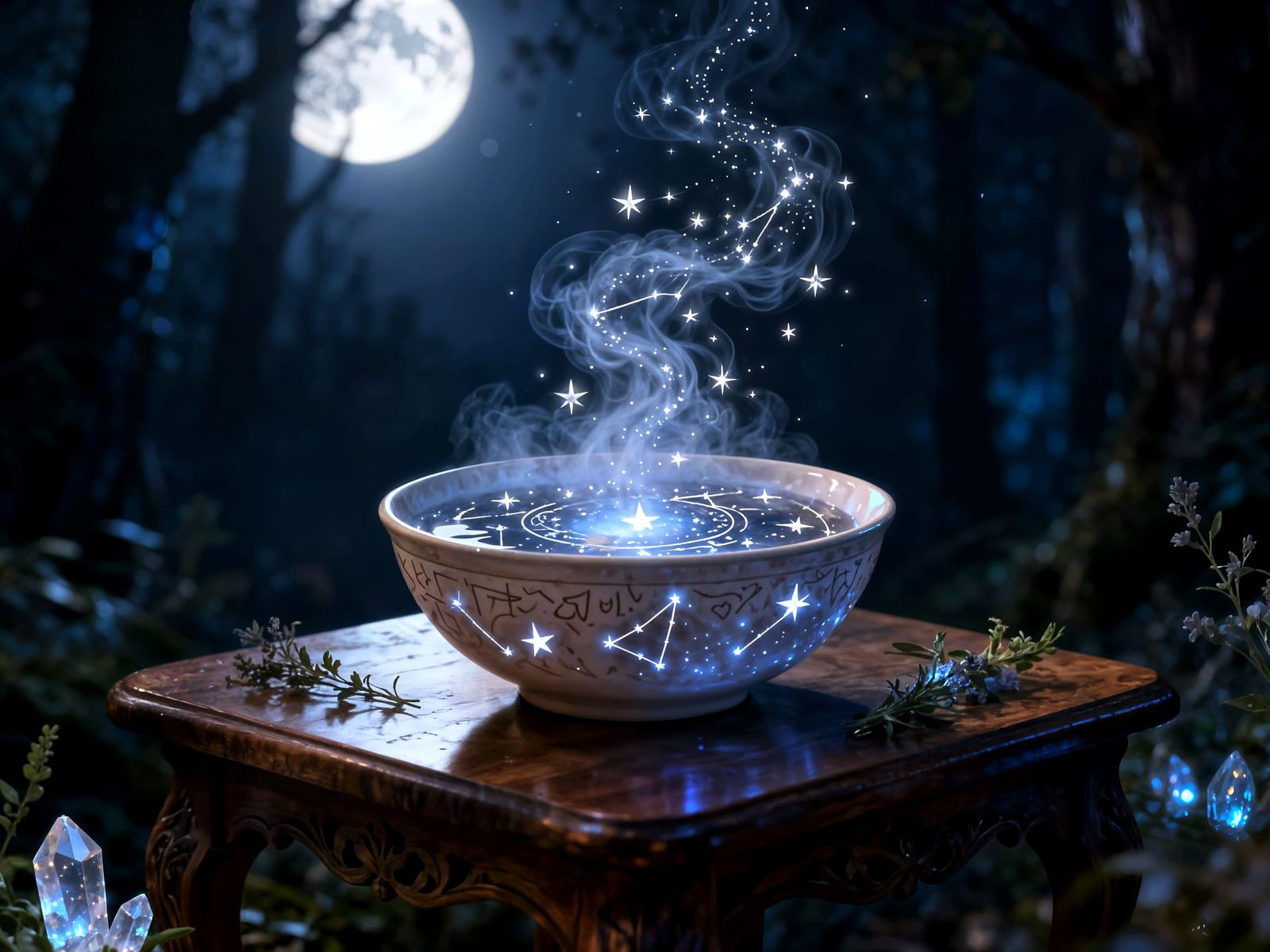 Enchanted Starlight Soup in a Magical Forest