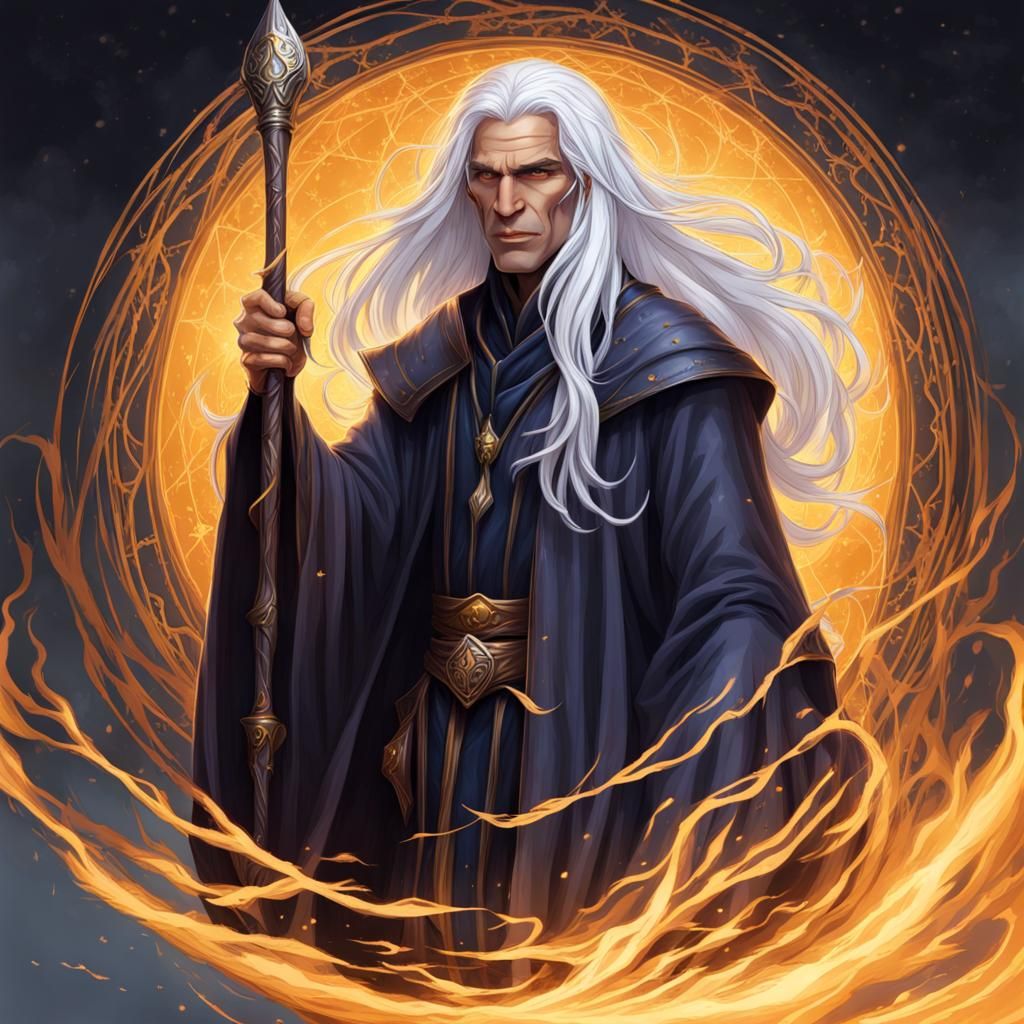 Young Wizard With White Hair Digital Art