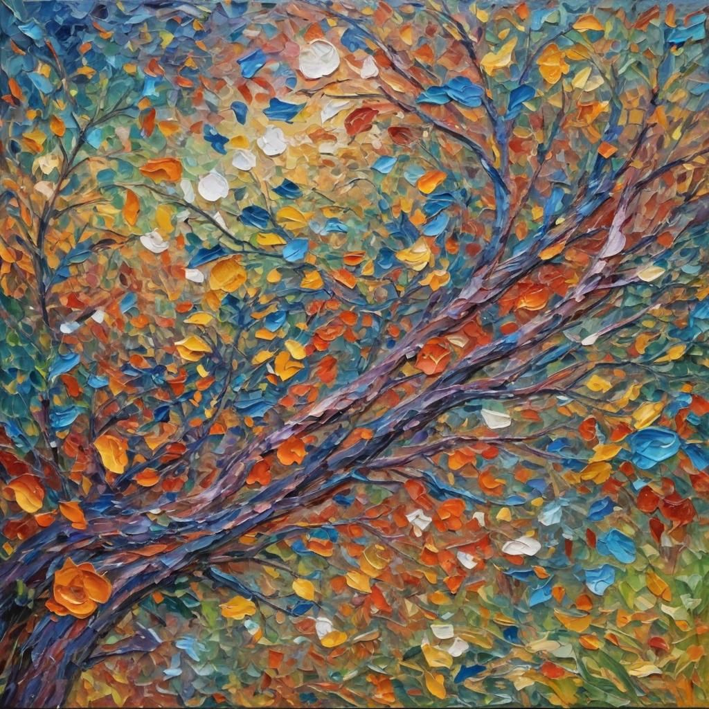 Colorful Expressionist Painting in Impasto Style