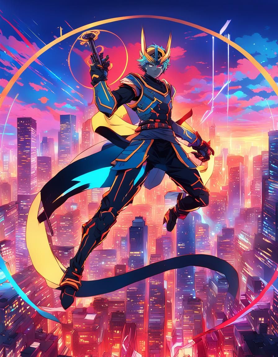 Powerful Warrior in Anime Key Visual Style