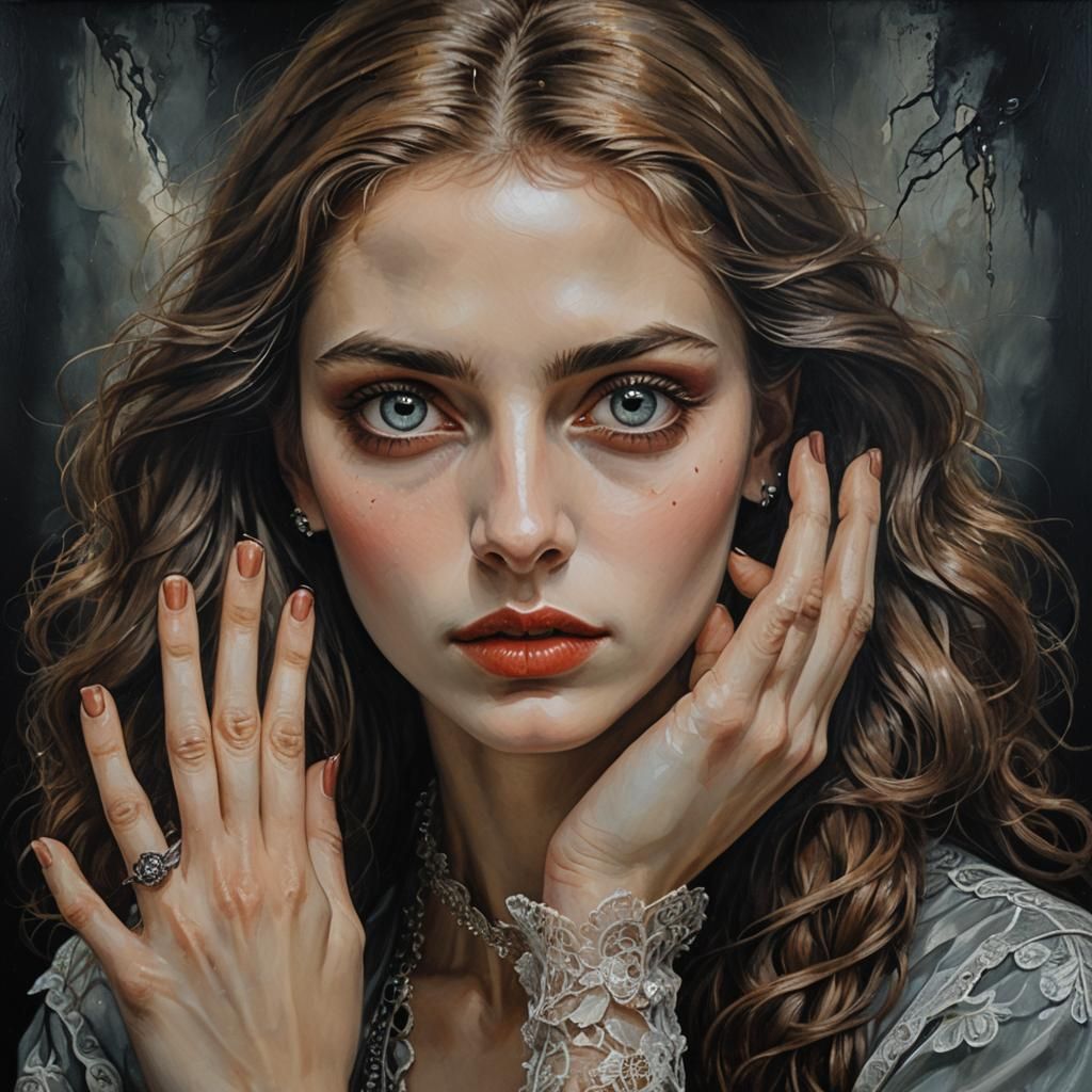 Beautiful Lady Portrait in Oil Painting Style