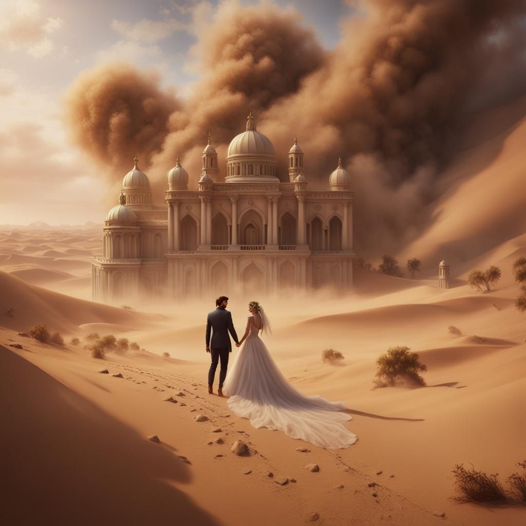 Sandstorm Wedding: Detailed Fantasy Concept Art