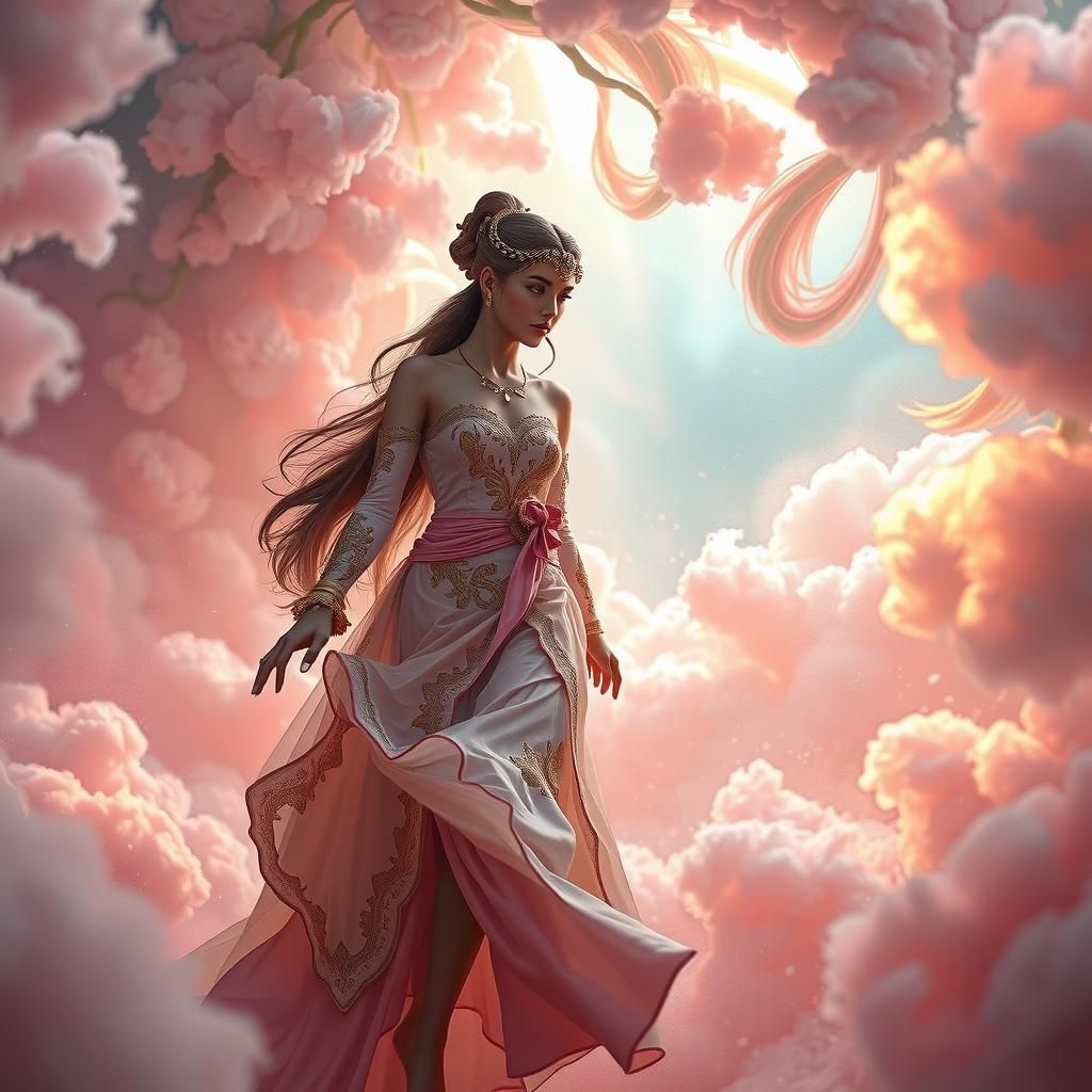 Girl walk through the colored pulver flying detailed matte p...