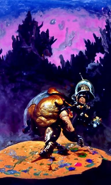 Space Marine Under Meteor Shower, Fantasy Sci-Fi Art