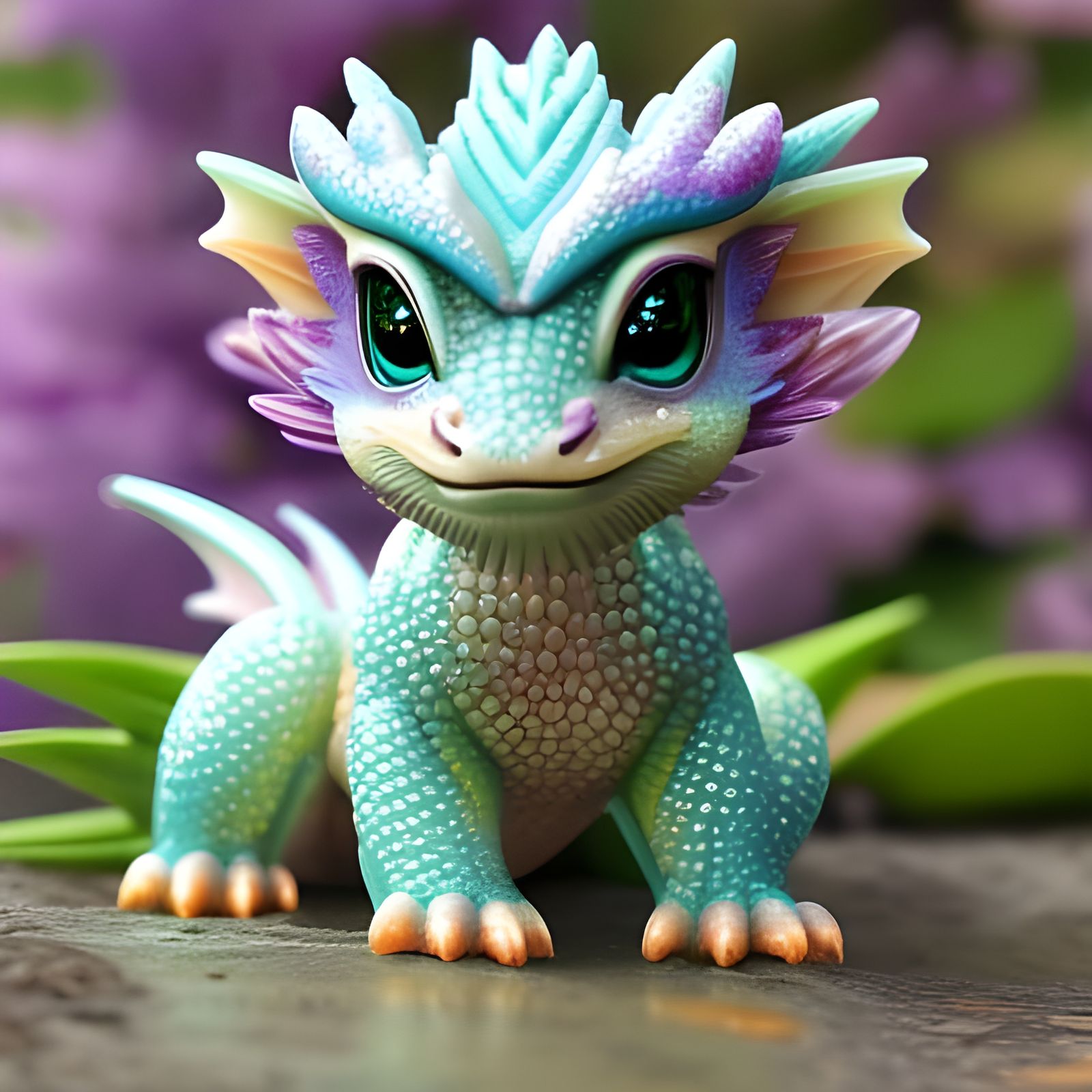 Adorable Baby Dragon with Reflective Eyes in Anime Style