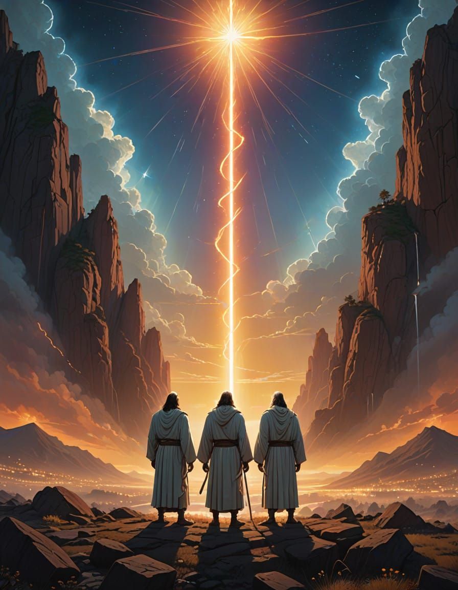 Glorified Jesus in Radiant White-Hot Glory with Moses and El...