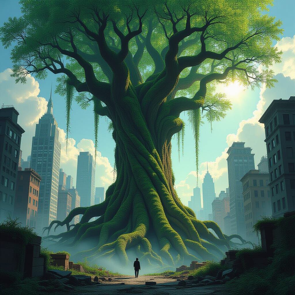 Ancient Tree Reclaims Metropolis in Hyperrealistic Digital P...