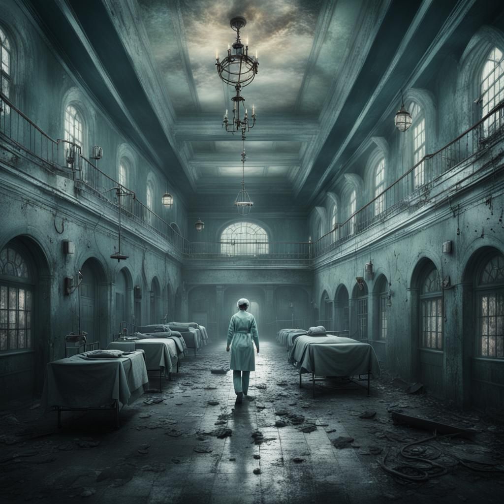 Demonic Nurses in Chrome Asylum: Digital Matte Painting