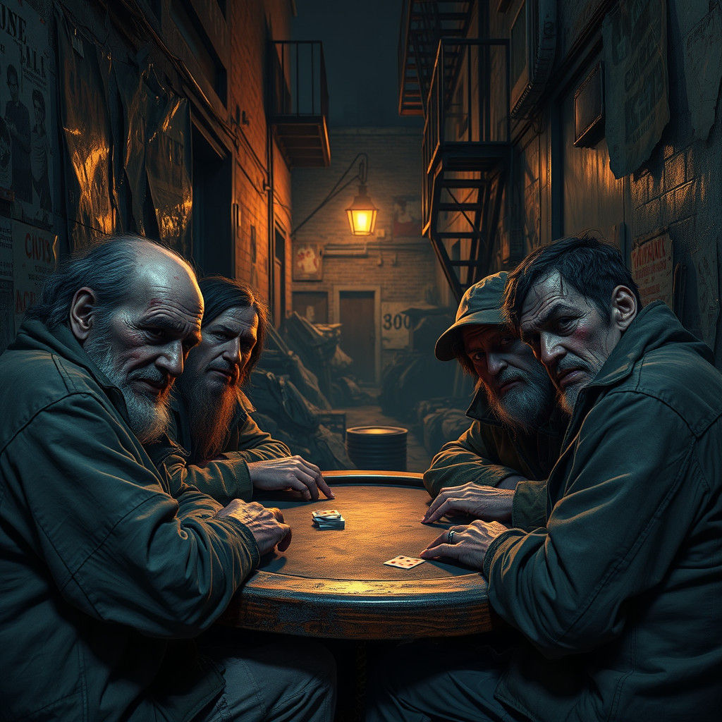 Gothic Fantasy: Homeless Men Play Poker