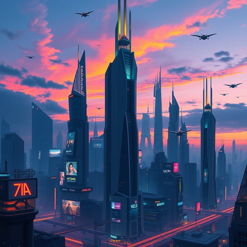Futuristic City Dusk in High-Style
