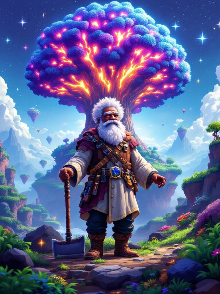 Morgan Freeman as God in Terraria: 8-bit Adventure