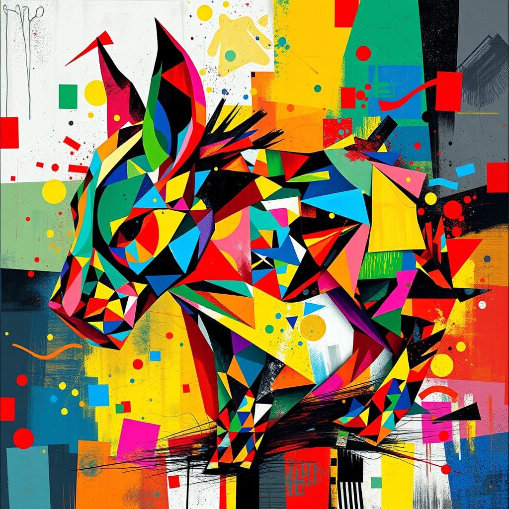 Fractured Beast in Neon Dreamscape