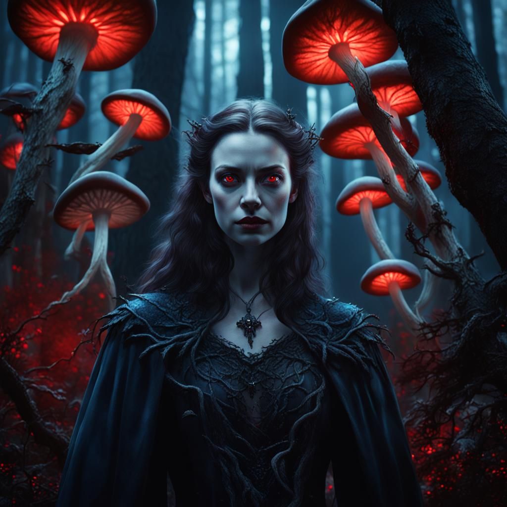 Female Vampire in Dark Forest: Matte Painting