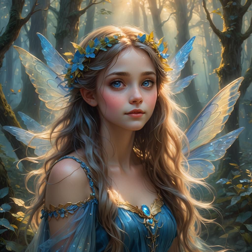 Ethereal Pixie Portrait in Misty Forest