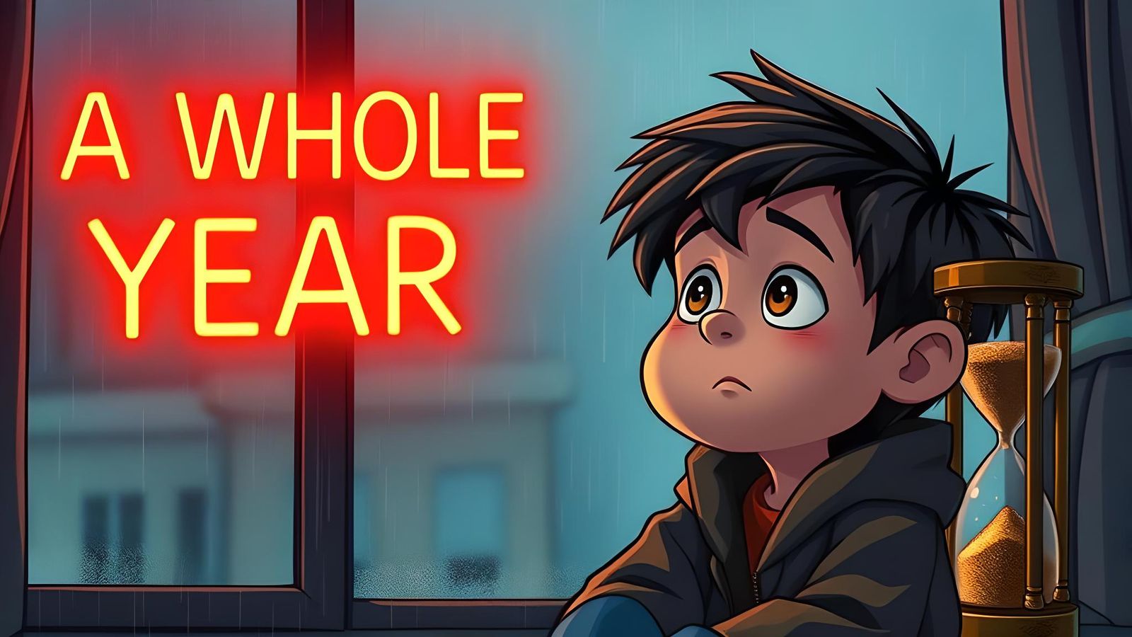 Retro Cartoon Boy Counting Down the Year