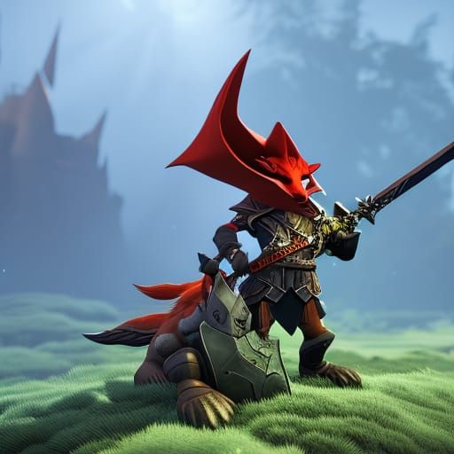 Fox Knight in Dark Fantasy Style