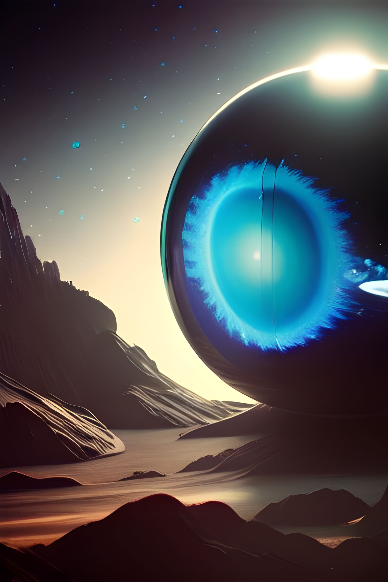 Hyperdetailed Space Cube in Glass Orb