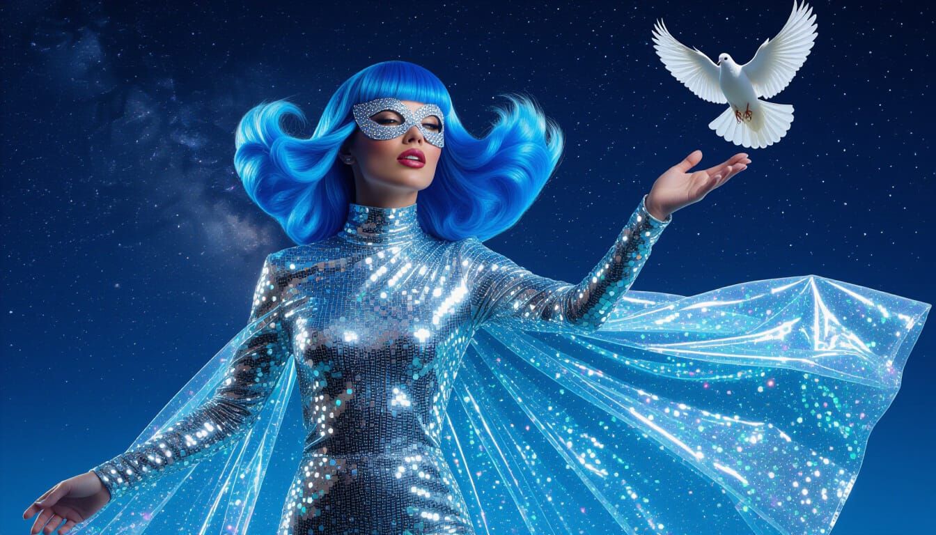 Superhero Releases Dove in 80s Sequined Catsuit