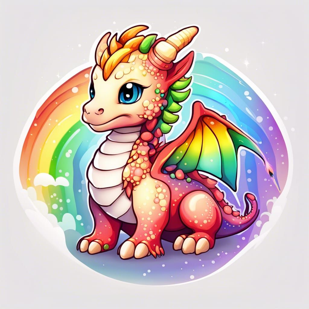 cute adorable rainbow dragon