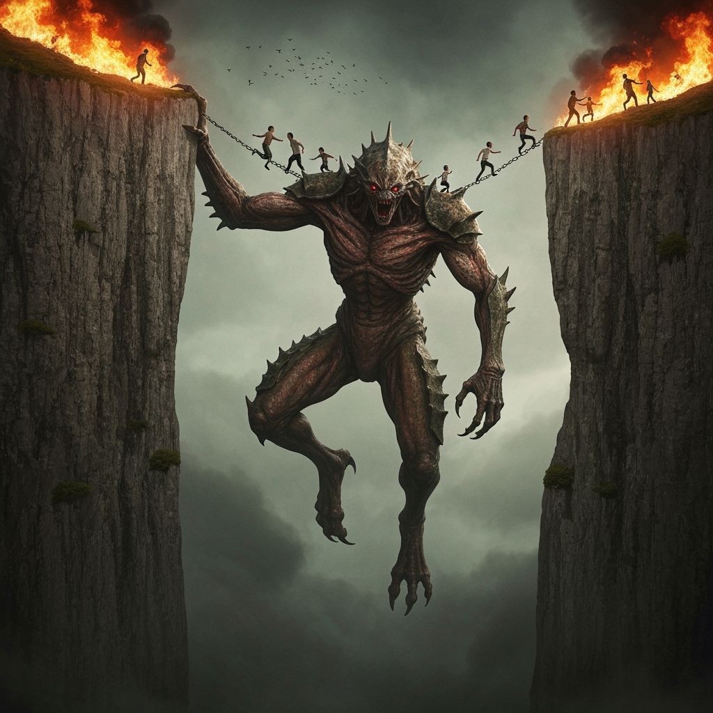 Epic Monster Bridge in Dark Romantic Style