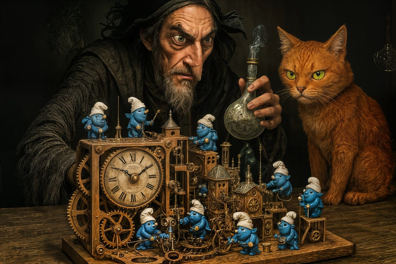 Steampunk City Under Threat by Wizard