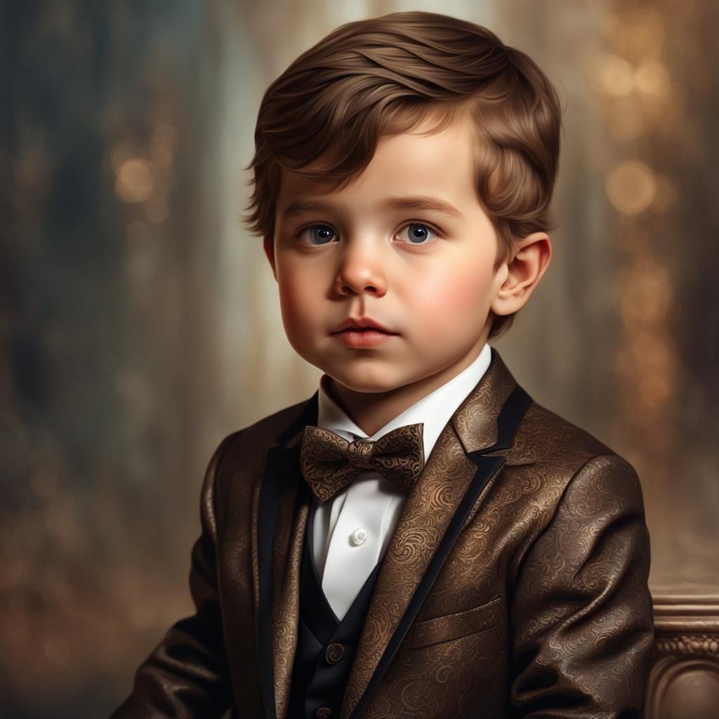 Toddler in Formal Suit: Detailed Portrait