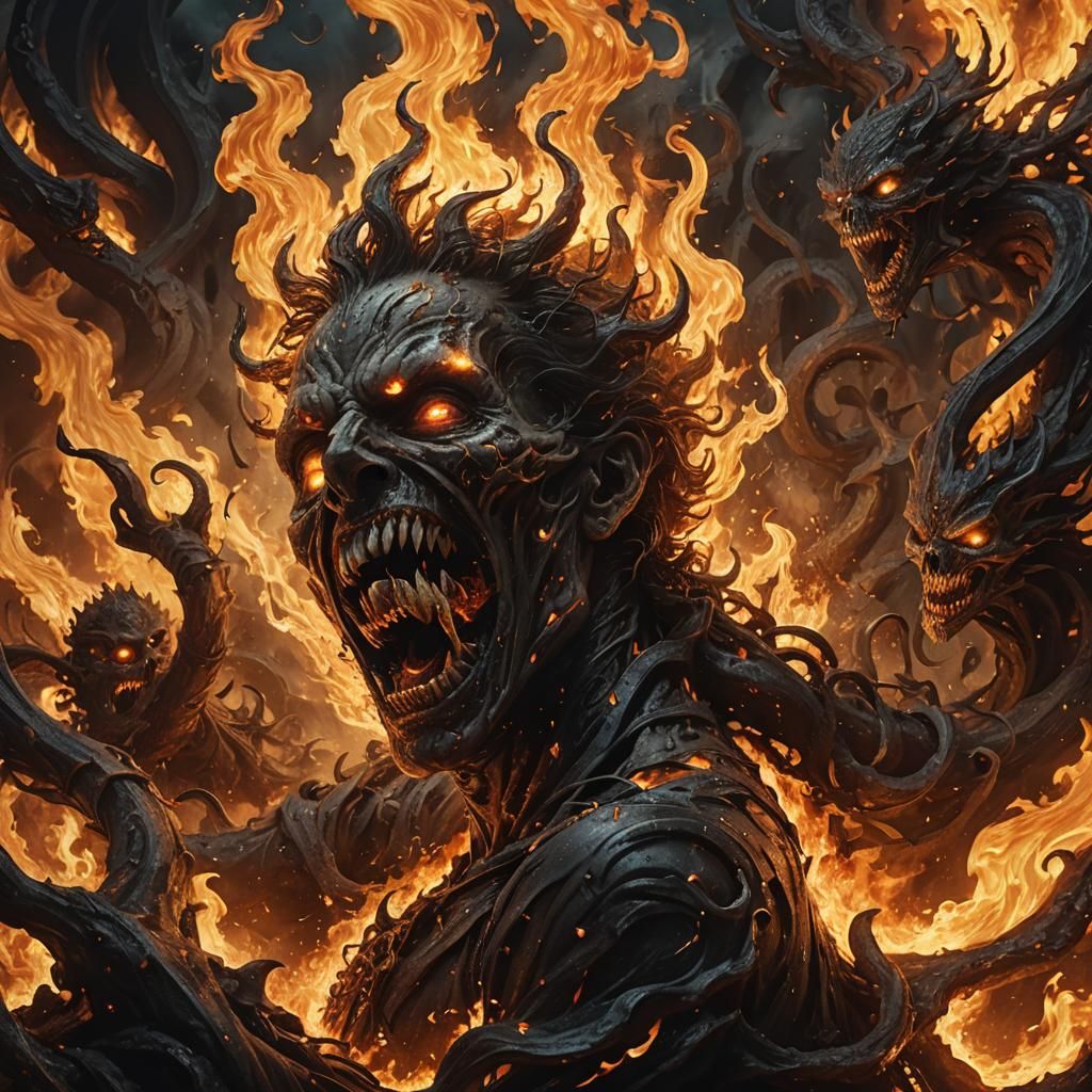 Infernal Vortex of Tormented Souls in Hellscape