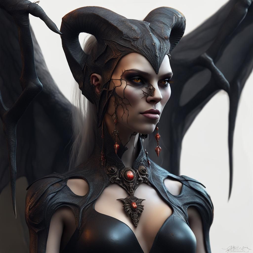 Detailed Surrealist Gargoyle-Human Hybrid in Macabre Colors
