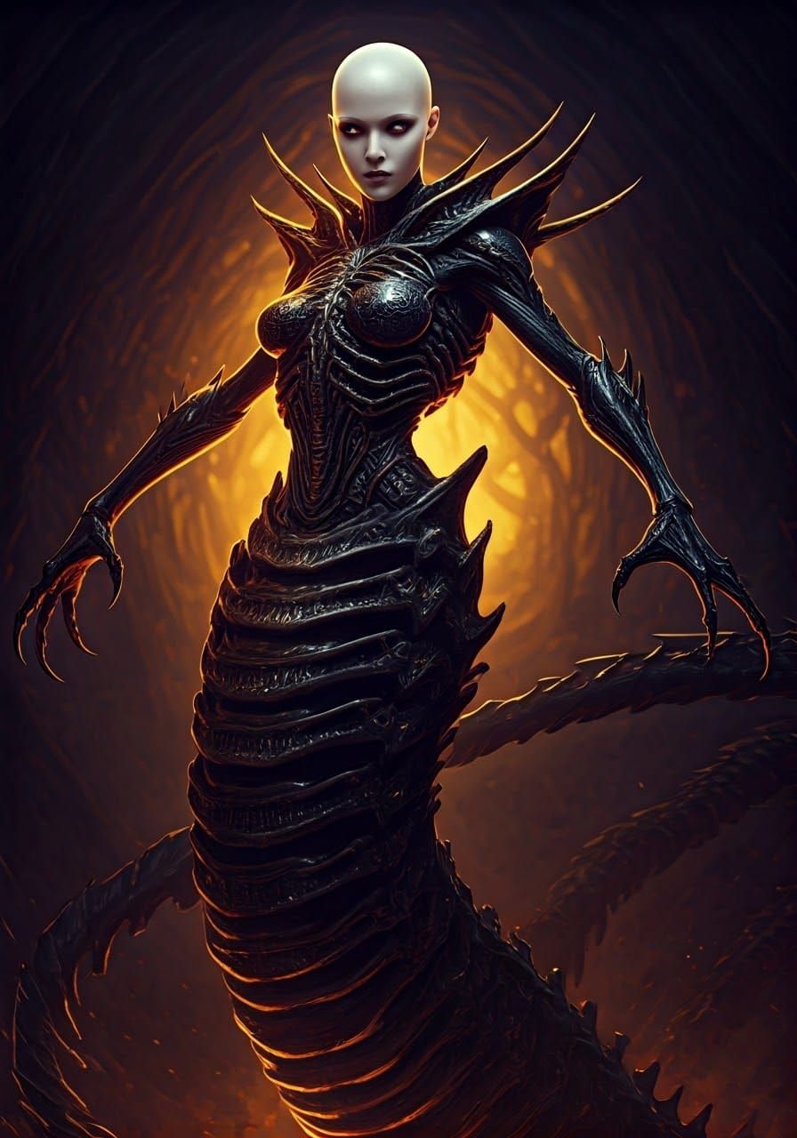Ethereal Xenomorph Goddess in Dark Fantasy Aesthetic