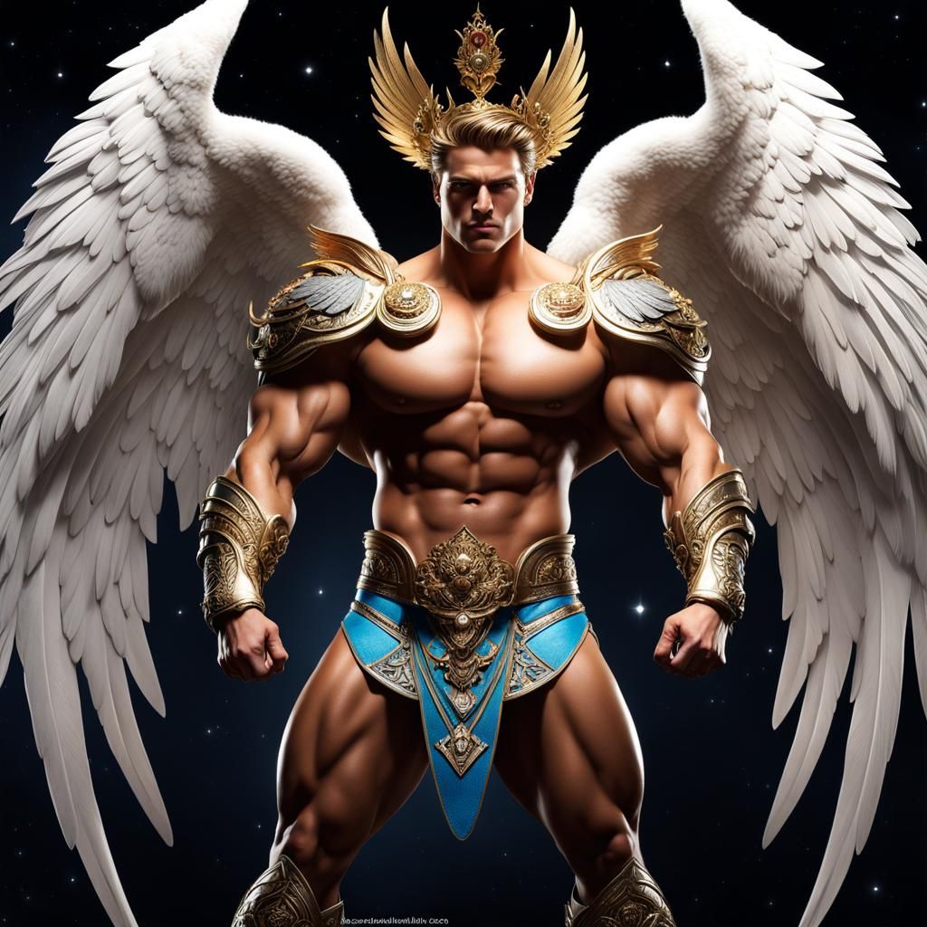 Radiant Warrior King with Angel Wings