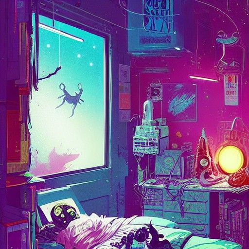 Detailed Alien Bedroom in Cel-Shaded Style