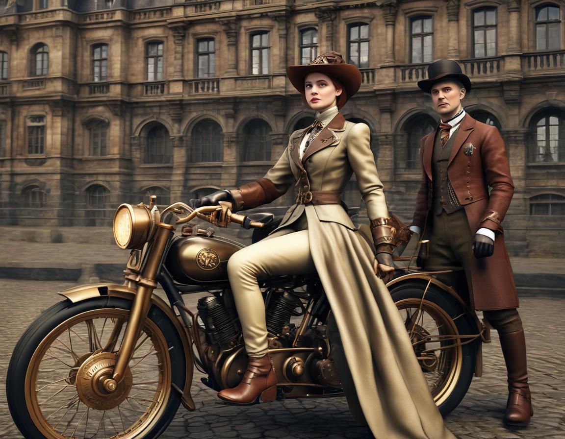 Steampunk Couple Arrive at Prague Castle in 3D