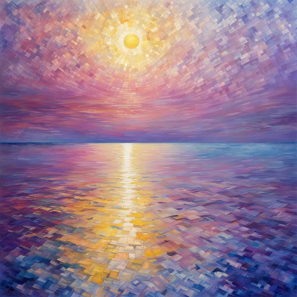 Calm Bay with Colorful Mosaic Water