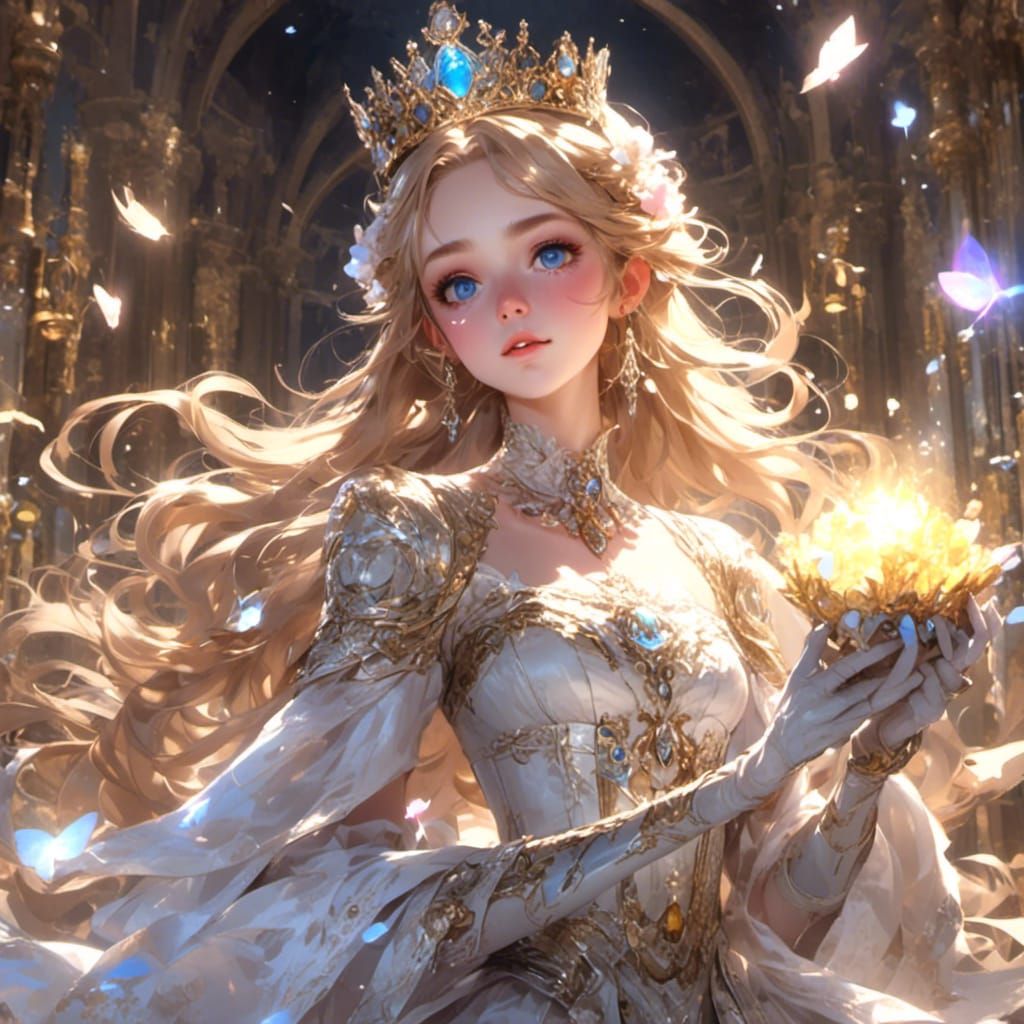 Princess Zelda Holding Light in Anime Style